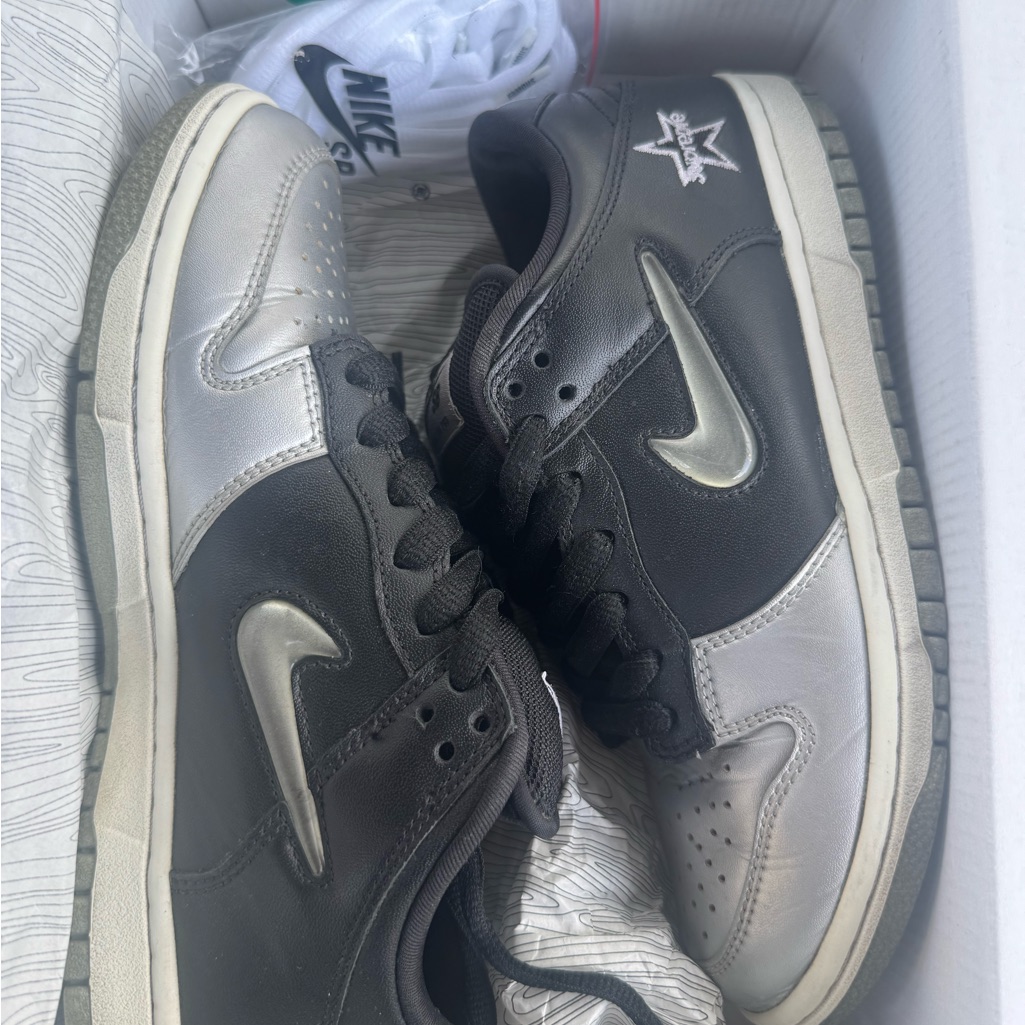Nike Sb Dunk Low Og Qs In Silver And Black